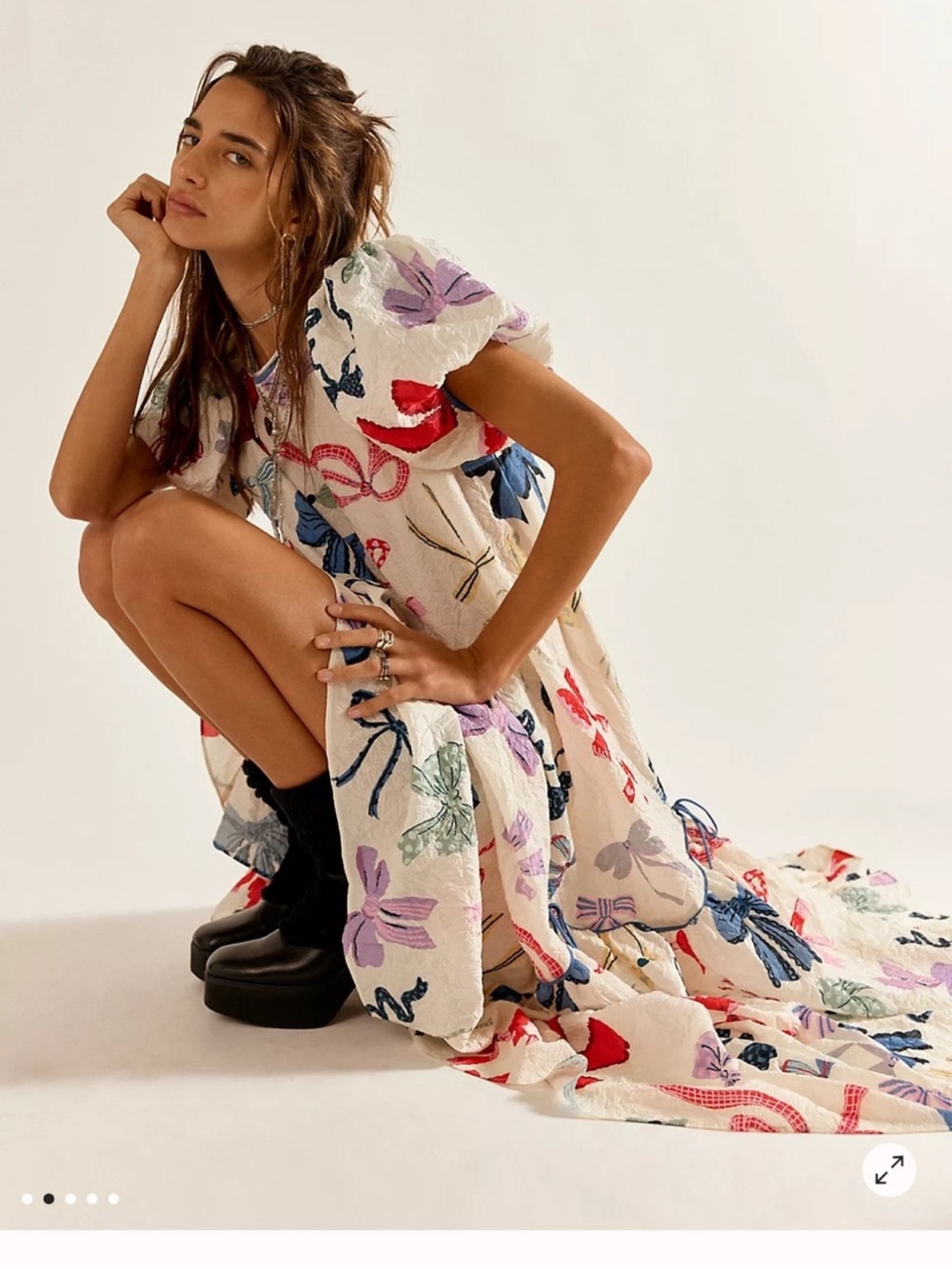 Free People Tied in a Bow Midi Dress Medium - Picture 2 of 4